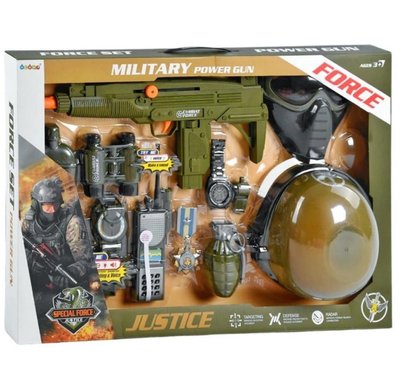 Набір військового дитячий Justice Каска автомат маска граната бінокль 34340 34340 фото