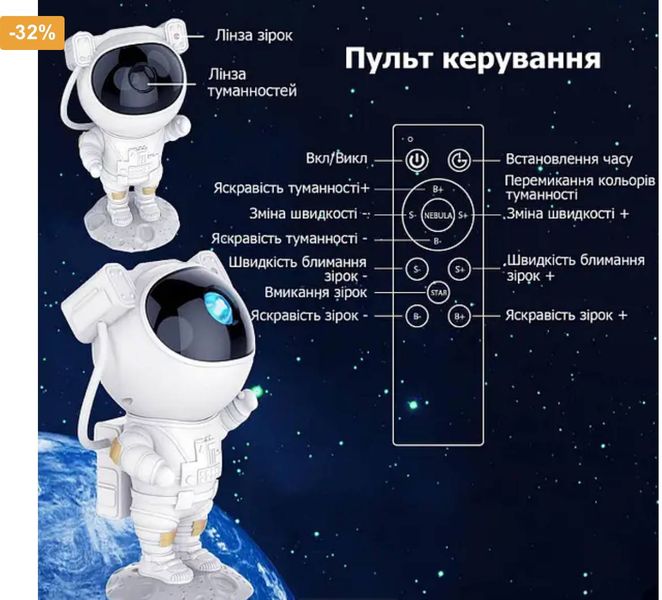 Нічник - Проектор зоряного неба "Астронавт" Astronavt фото