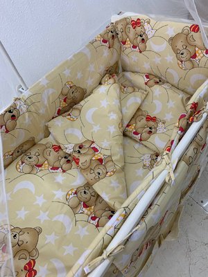 Набор детского постельного белья в кроватку 9 предметов Gold нейтральный Gold neytral'nyy фото