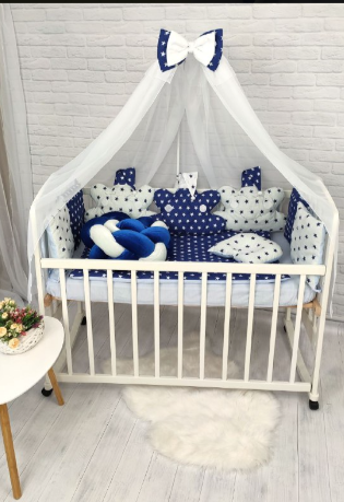 Набор в кроватку для новорожденных "Косичка Облачко" Синий KosaHmarSiniy фото