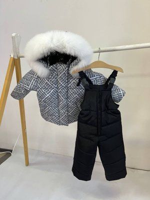 Раздельный комбинезон с мехом с Орнаментом черно-белым Rozdilʹnyy kombinezon z khutrom z Ornamentom chorno-bilyy 86 фото