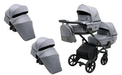 Коляска 2 в 1 для двійні Bair Kiwi DUO Soft BKD-218 сірий 681104 фото