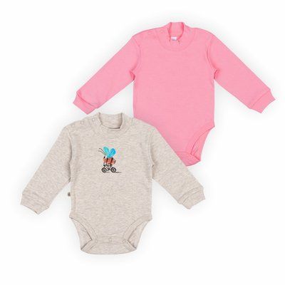 Дитячий комплект боді для дівчинки BD-24-8 (2шт.) Бежевий меланж/персиковий 13933 Bezhevyy melanzh/persykovyy 80 фото