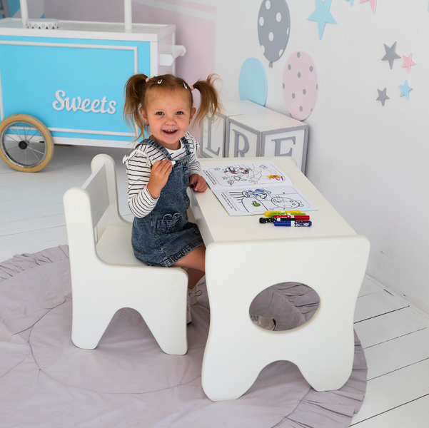 Детский игровой столик с ящиком 70х45х51 см Белый TD-45306 фото