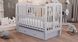Детская кроватка для новорожденных ДУБОК Друзья с ящиком, маятник откидной боковиной бук серый dubok-drug-02 фото