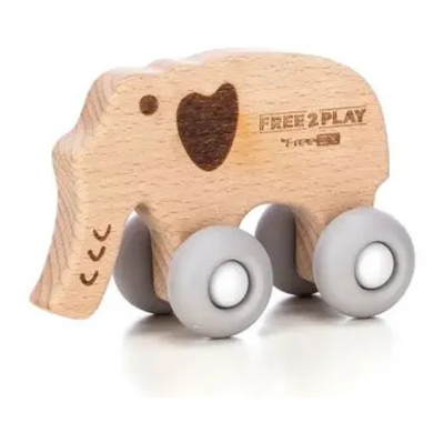 Деревянная игрушка FreeON слоник на силиконовых колесах 46255 фото