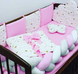 Комплект постельного в детскую кроватку бортики защита подушки, коса велюр розовый Postel' kosa velyur rozovyy фото