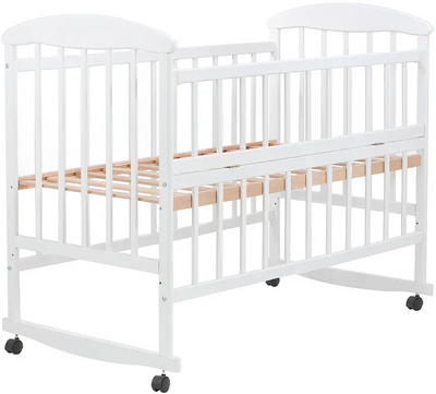 Детская кроватка для новорожденных Наталка ОБО откидной бок ольха белая 625214 фото