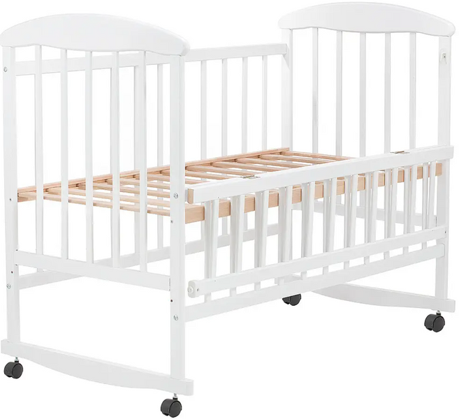 Дитяче ліжечко для новонароджених Наталка ВБВ відкидний бік вільха біла 625214 фото