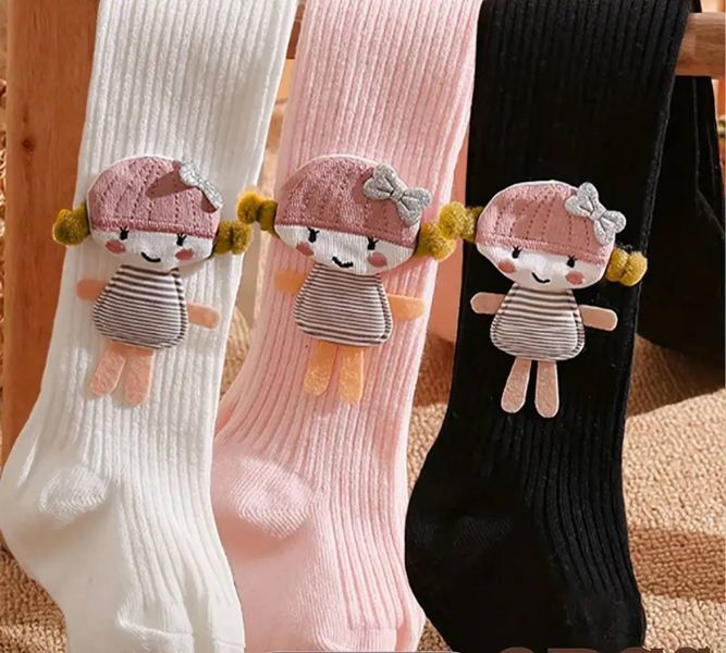 Леггинсы для девочек с куклой Белые Lehinsy Bili 1-2 фото