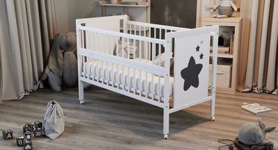 Кровать Babyroom Звездочка Z-01 откидной бок, колеса бук белый Z-01 b фото