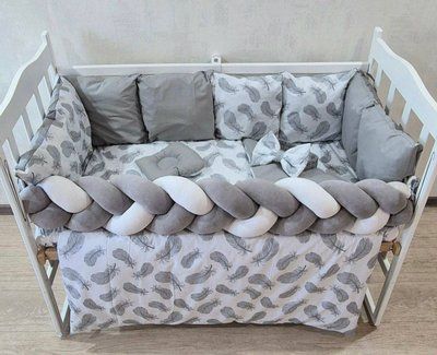 Комплект постельного белья Bonna Elegance New в детскую кроватку Перья Серое Elegance New Pir'ya Sire фото