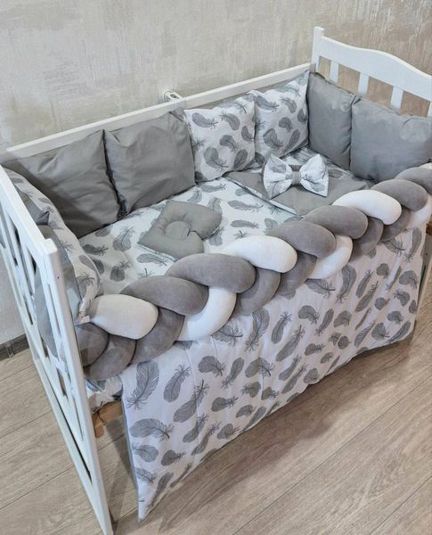 Комплект постільної білизни Bonna Elegance New в дитяче ліжечко Пір'я Сіре Elegance New Pir'ya Sire фото