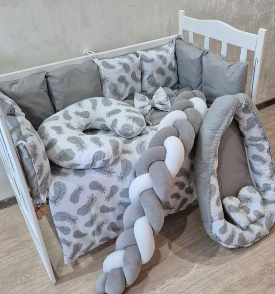 Комплект постільної білизни Bonna Elegance New в дитяче ліжечко Пір'я Сіре Elegance New Pir'ya Sire фото