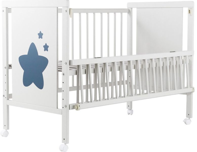 Ліжко Babyroom Зірочка Z-01 відкидний бік, колеса бук білий Z-01 b фото
