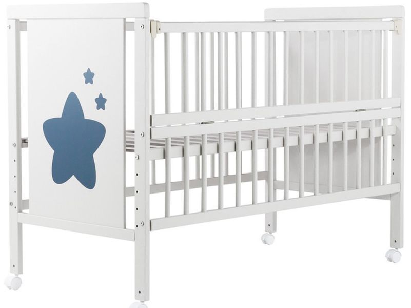 Ліжко Babyroom Зірочка Z-01 відкидний бік, колеса бук білий Z-01 b фото