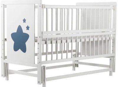 Кровать Babyroom Звездочка Z-02 откидной бок, маятник колеса бук белый Z-02 b фото