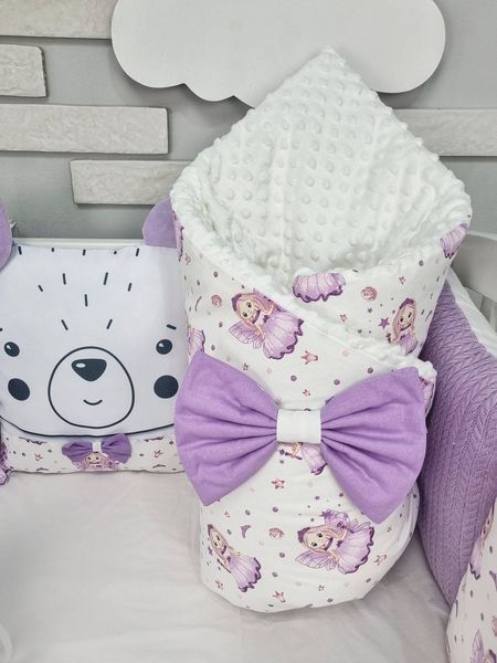 Комплект в кроватку Игрушки с тканью косичка с подушками Сиреневый kk-ik-01 фото