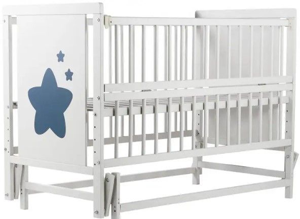Ліжко Babyroom Зірочка Z-02 відкидний бік, колеса, маятник бук білий Z-02 b фото