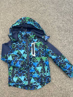 Куртка демисезонная Принт синий Jacket crumpled фото