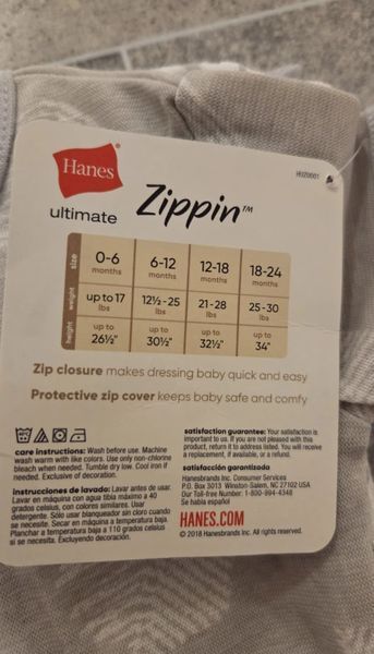 Детский ромпер Hanes Zippin с молнией и коротким рукавом Серый romper Hanes Zippin Siryy 86 фото