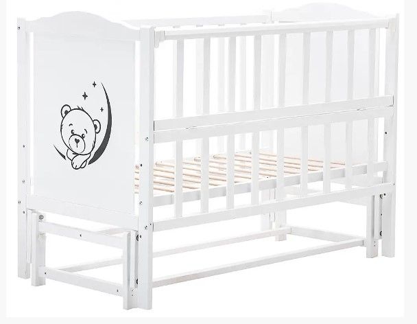 Ліжко Babyroom Тедді T-02 фігурний бильце, маятник поздовжній, відкидний бік, Білий T-02  belyy фото