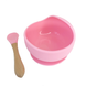 Силіконова тарілка на присосці з дерев'яною ложкою, MEGAZayka, рожева 0103 0103 rozovaya фото