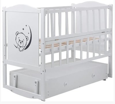 Кровать Babyroom Тедди T-03 фигурное быльце, маятник, ящик, откидной бок Белый  T-03 Belyy фото