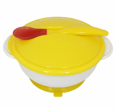 Детская тарелка на присоску с термоложкой и крышкой MegaZayka 0101 желтый 0101 zheltyy фото