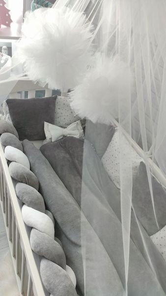 Дитячий комплект постільної білизни з балдахіном Перлина Сірий Dytyachyy komplekt Perlyna Siryy фото