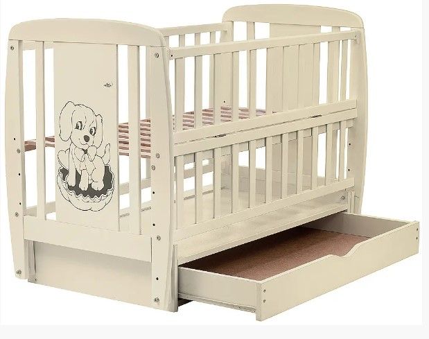 Кровать Babyroom Собачка DSMYO-3 маятник, ящик, откидной бок бук слоновая кость  DSMYO-3 фото