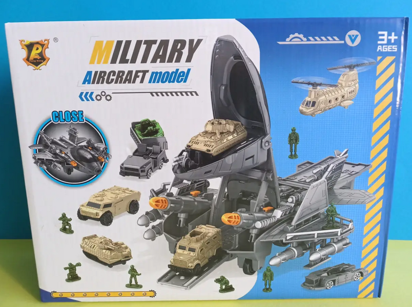 Дитяча іграшка паркування SUNROZ військова техніка, літак-парковка, 5 міні моделей P 940 A P 940 A фото