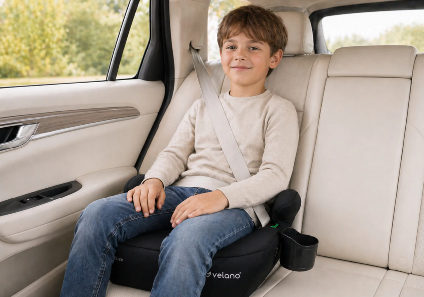 Бустер VELANO Primo i-Size 125-150 см, ISOFIX + подстаканник, black 38507 фото