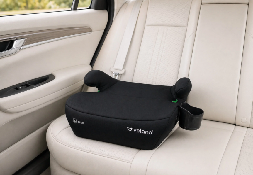 Бустер VELANO Primo i-Size 125-150 см, ISOFIX + подстаканник, black 38507 фото
