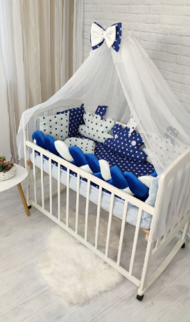 Набор в кроватку для новорожденных "Косичка Облачко" Синий KosaHmarSiniy фото