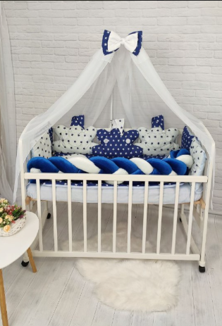 Набір в ліжечко для новонароджених "Косичка Хмарка" Синій KosaHmarSiniy фото