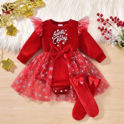 Праздничный комплект для девочки "Santa Baby" &ldquo;Santa Baby&rdquo; 9-12 фото