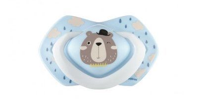 Силиконовая симметричная пустышка 18+м. Bonjour Paris Teddy bear in a hat 22/649_blu_Teddy bear in a hat фото
