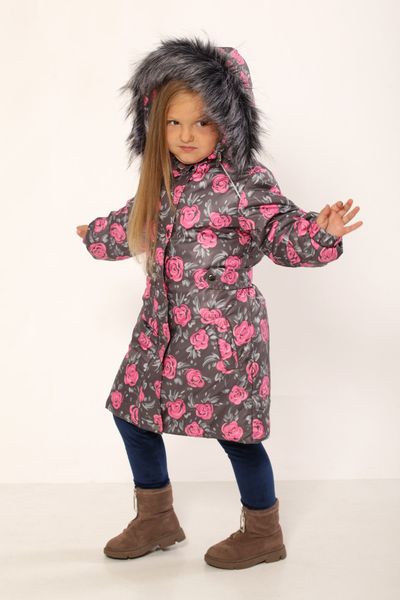 Пальто зимове для дівчинки Модний карапуз Троянди 128 см Modnyy karapuz Rozy 128 sm фото
