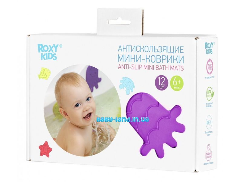 Антискользящие мини-коврики Roxy Kids для ванны 12 штук в комплекте 3585 фото