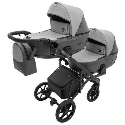 Коляска 2 в 1 для двойни Bair Kiwi DUO ECO BKD-21/15 серый/графит 681043 фото