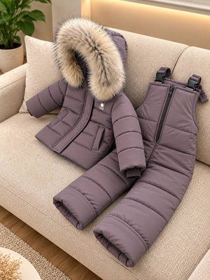 Раздельный комбинезон с мехом Taupe Rozdilʹnyy kombinezon z sirym khutrom Taupe 86 фото