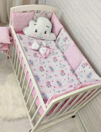 Набор в кроватку для новорожденных Облачко Розовое Пони Oblachko Rozovoe Poni фото