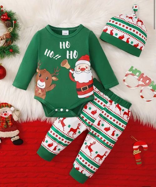 Різдвяний комплект одягу для малюка "Ho Ho Ho" Rizdvyanyy komplekt odyahu dlya malyuka "Ho Ho Ho" 3-6 фото