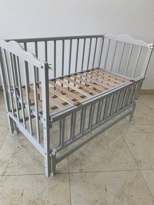 Дитяче ліжечко для новонароджених Анастасія без ящика, відкидний бік сіра anastasia-02-1 фото