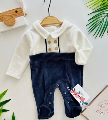 Велюровий дитячий комбінезон &ldquo;Baby Classic&rdquo; Темно-блакитний &ldquo;Baby Classic&rdquo; Temno-blakytnyy 0-3 фото