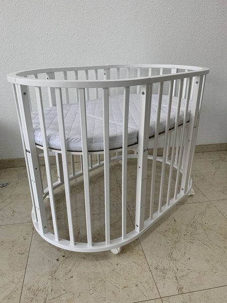 Дитяче ліжечко для новонароджених кругла трансформер овальне Сонечко 7 в 1 біле sonechko-01 фото