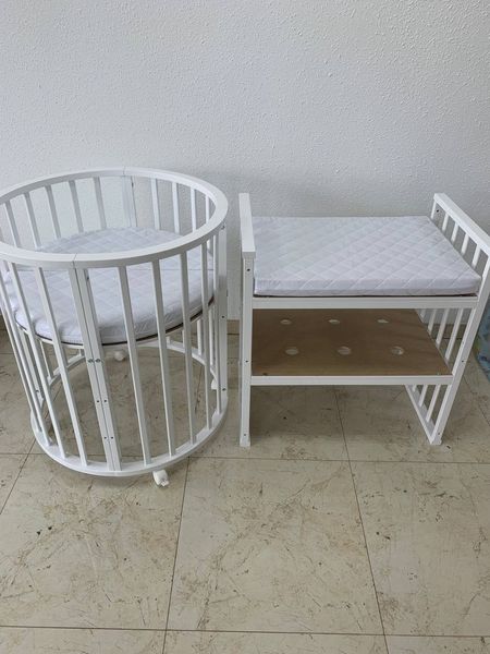Детская кроватка для новорожденных круглая трансформер овальная Сонечко 7 в 1 белая sonechko-01 фото