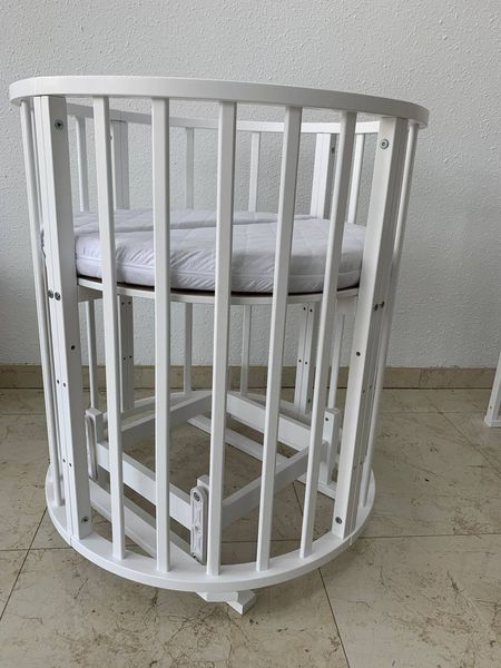 Дитяче ліжечко для новонароджених кругла трансформер овальне Сонечко 7 в 1 біле sonechko-01 фото