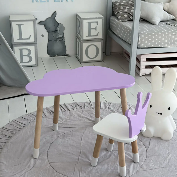 Дитячий столик хмаринка 46х70х40 LalaKids Фіолетовий 1133 фото